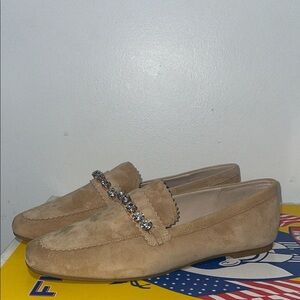 Pelle Moda Tan Loafers with Embellished Strap size 8.5